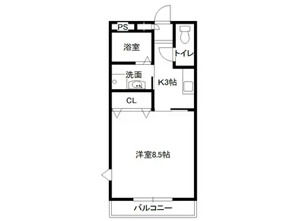 シャローム(1K/3階)の間取り写真