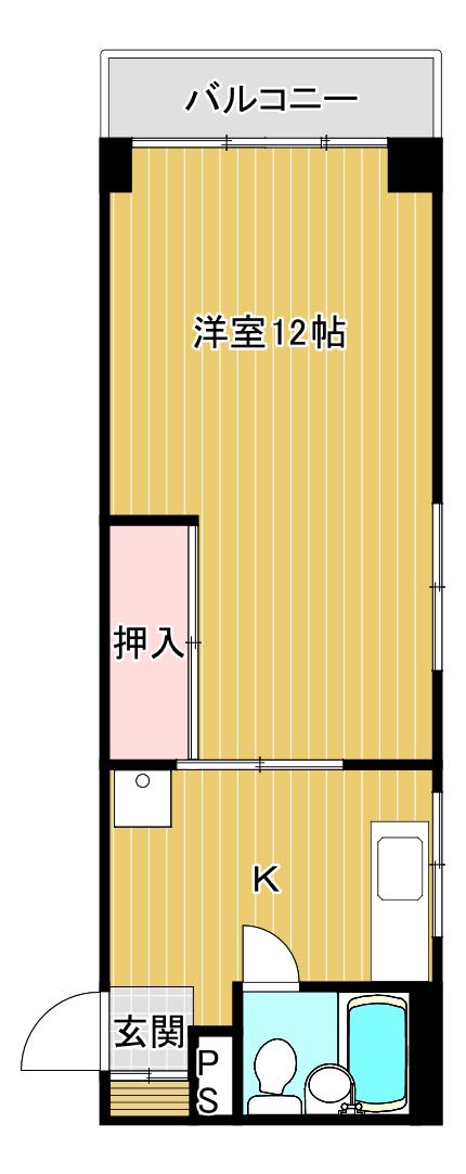 コーポ湊町(1K/4階)の間取り写真