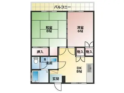 グリーンシティA(2DK/1階)の間取り写真