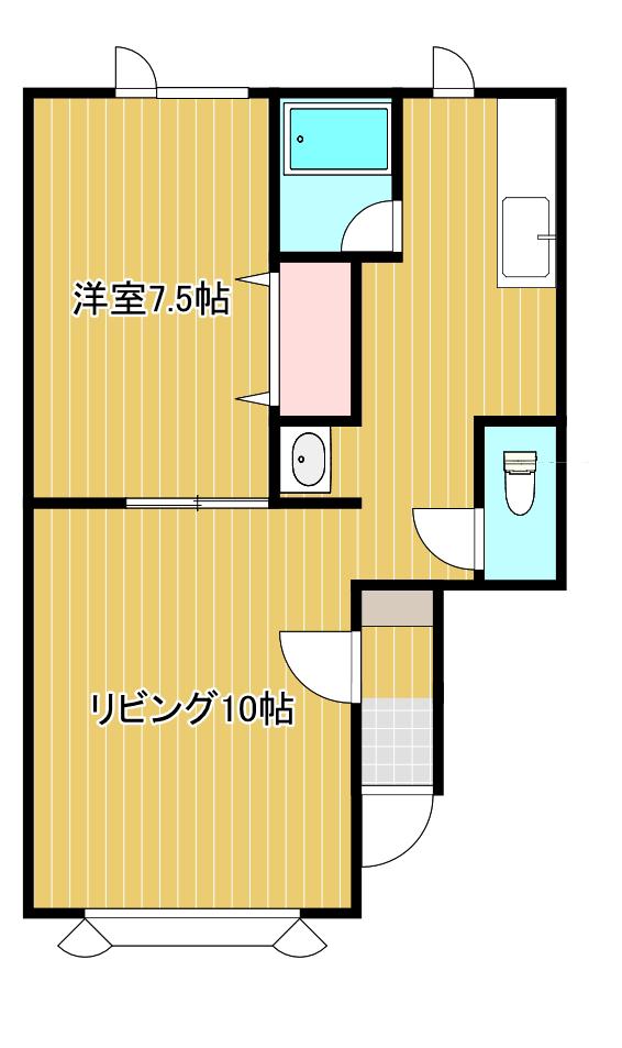 コーポ雨塚3号館(1LDK/1階)の間取り写真