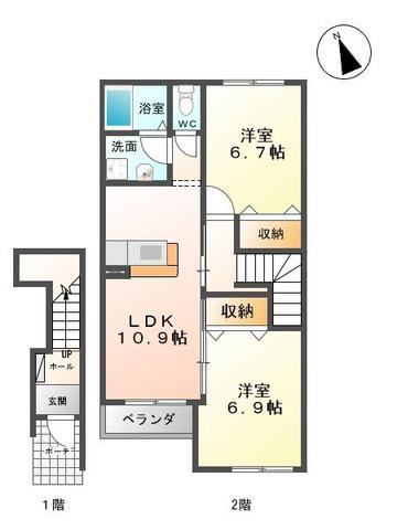 エリー・ココ(2LDK/2階)の間取り写真
