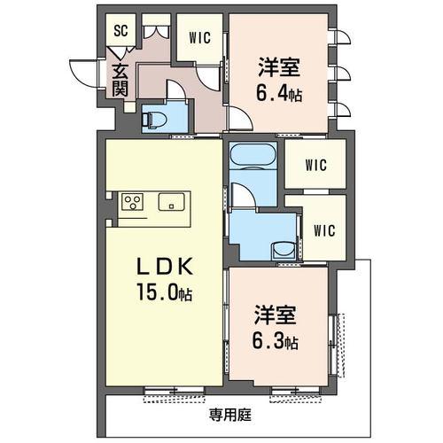 グランシャレ セカンド(2LDK/2階)の間取り写真