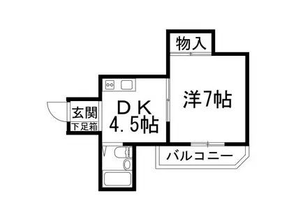 サニーコート石橋(1DK/4階)の間取り写真