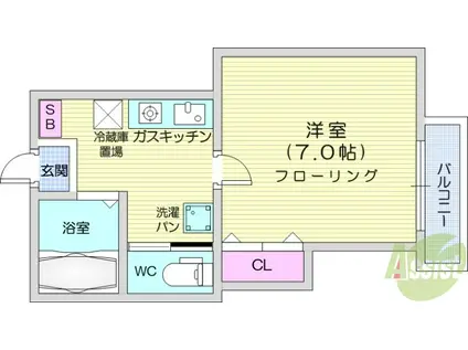 アーバンハイツ安養寺(1K/2階)の間取り写真
