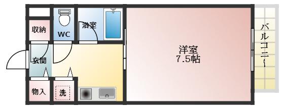 メゾンエルセラーン(1K/2階)の間取り写真
