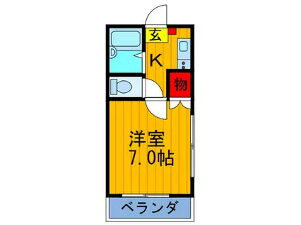 プレヂデントマンションII(1K/1階)の間取り写真