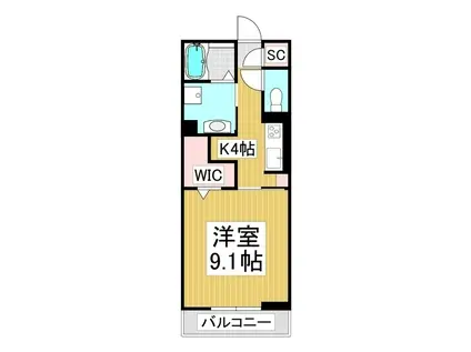 コンフォーティア駒ヶ根III(1K/2階)の間取り写真