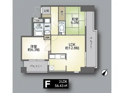 第2テルアキビル(2LDK/3階)の間取り写真