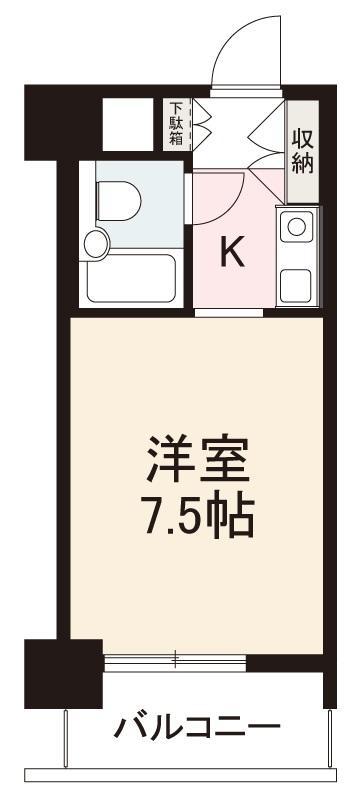 ダイアパレス築地(1K/2階)の間取り写真