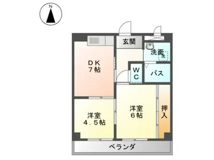 金城マンション(2DK/3階)の間取り写真