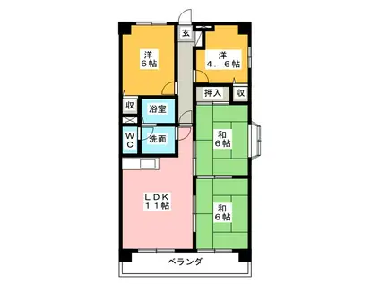 マンション山陽館(4LDK/3階)の間取り写真