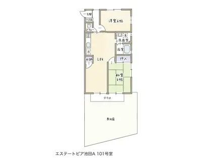 エステートピア池田A(2LDK/1階)の間取り写真