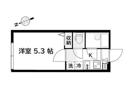 ヒルサイド清瀬(1K/1階)の間取り写真