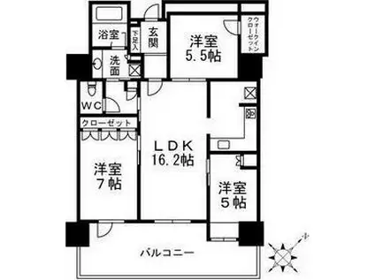 住吉川リバーサイドフォーラムザ・レジデンス(3LDK/19階)の間取り写真