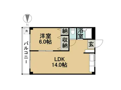 ハイツ千代(1LDK/2階)の間取り写真