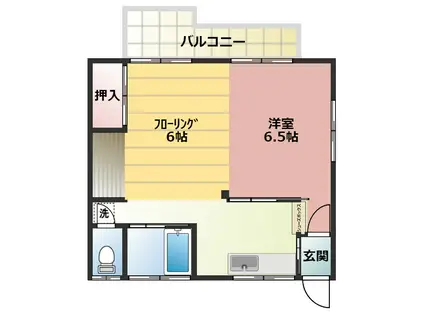 長谷ハイツ(2K/2階)の間取り写真