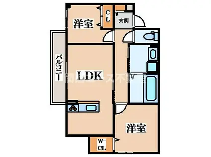 角田マンション(2LDK/2階)の間取り写真