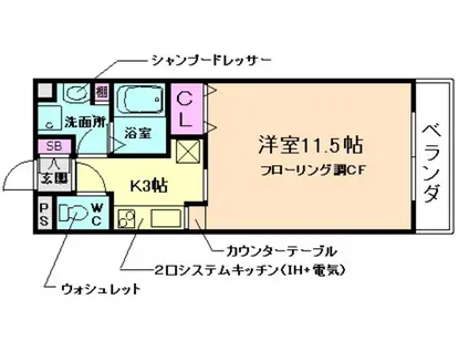 コージィコート桜井(1K/2階)の間取り写真