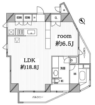 コートモデリア広尾(1LDK/6階)の間取り写真