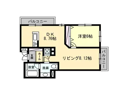 メルローズコート(1LDK/5階)の間取り写真