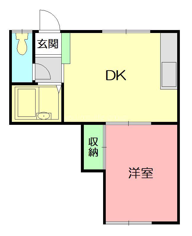 ハイツ村石(1DK/1階)の間取り写真