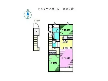 モンテフィオーレ(2LDK/2階)の間取り写真