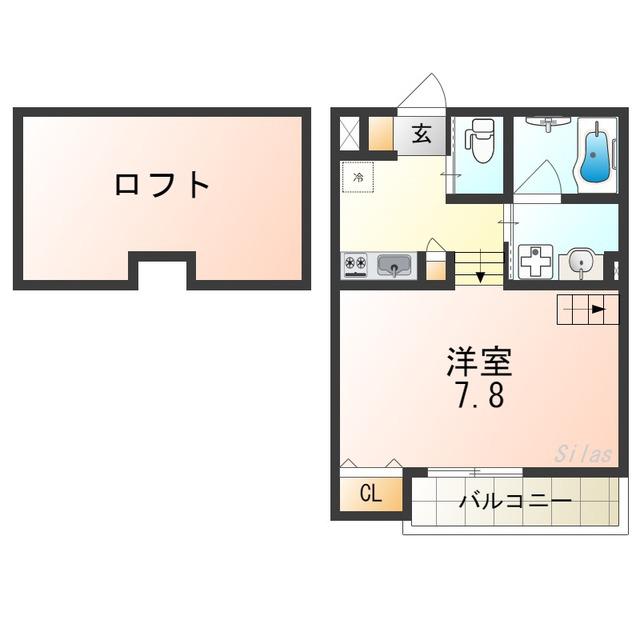 LUXE浜寺A棟(1K/1階)の間取り写真