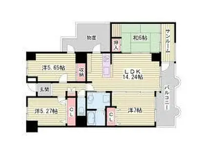 シャトゥ・ブランシェ(3LDK/10階)の間取り写真