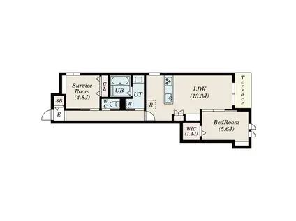 ラゾスミカゲ(2LDK/1階)の間取り写真