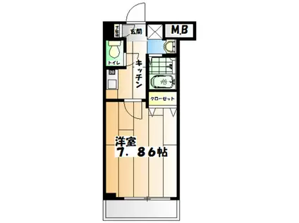 地下鉄西神・山手線 板宿駅 徒歩5分 5階建 築27年(1K/4階)の間取り写真