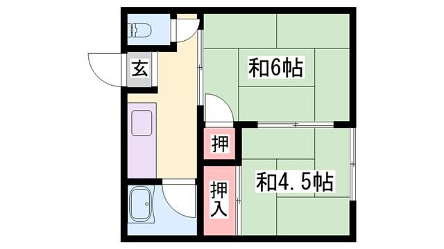 田中荘(2DK/2階)の間取り写真