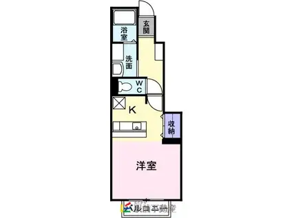 ルート3&カーサIII(ワンルーム/1階)の間取り写真