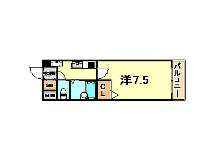 ブロスコート六甲II(1K/3階)の間取り写真