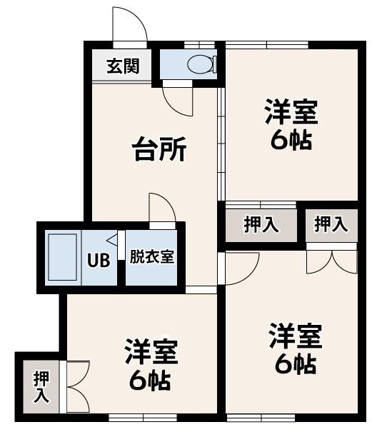 ハイタウンもみの木(3DK/2階)の間取り写真