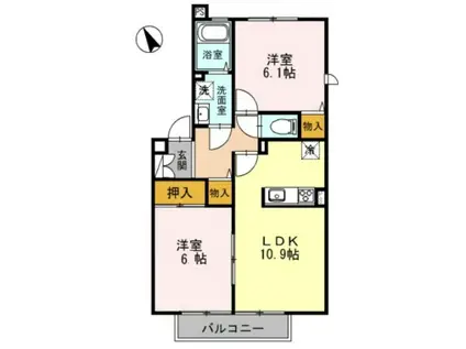 ハイムエルピスI(2LDK/2階)の間取り写真
