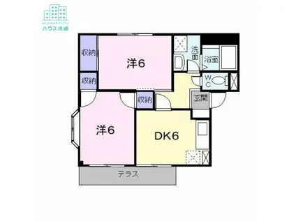 アヴニール(2DK/1階)の間取り写真