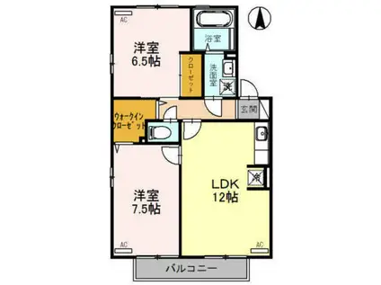 フォレストピア II(2LDK/2階)の間取り写真