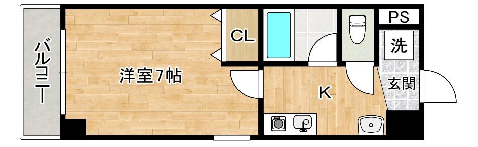 吉野町ワンルームマンション(1K/3階)の間取り写真