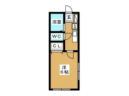クローバーハイツ(1K/2階)の間取り写真