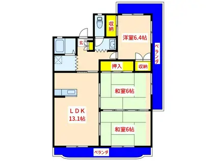 ROSE向井(3LDK/3階)の間取り写真