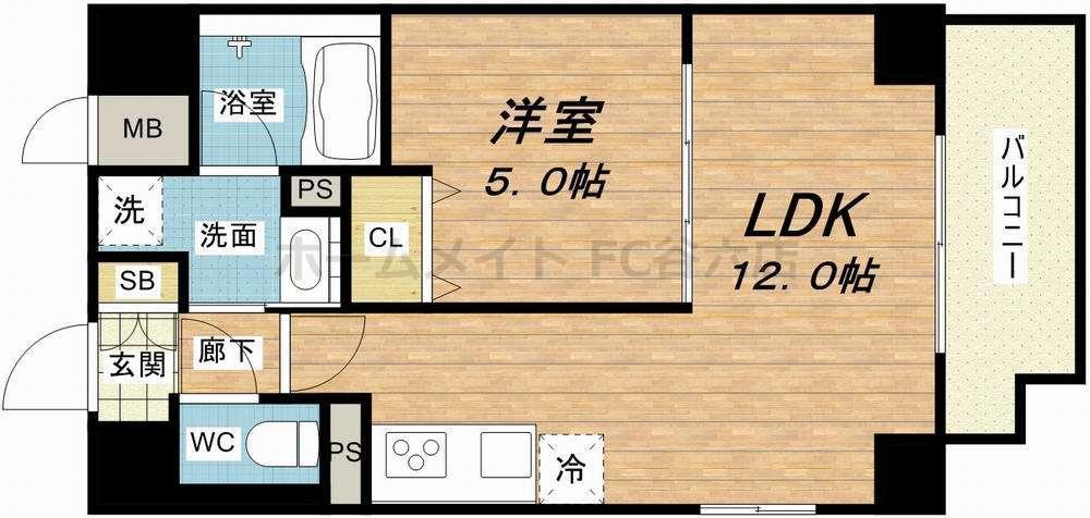 ノーブルスクエア新町(1LDK/8階)の間取り写真