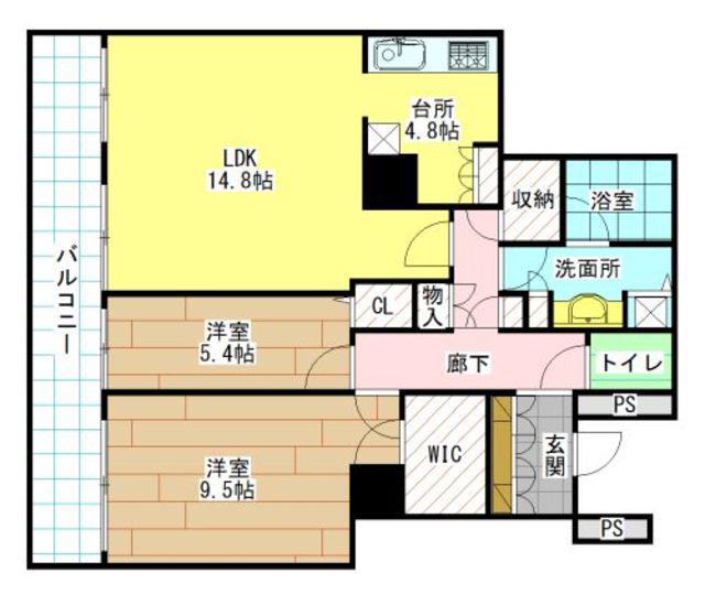 百道タワー(2LDK/18階)の間取り写真