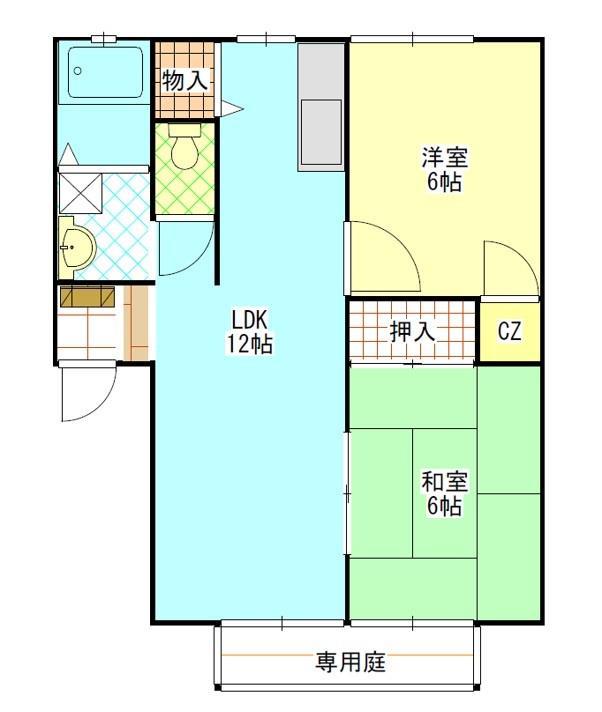 グリーンハイツA(2LDK/1階)の間取り写真