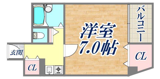 ブロスコート住吉(1K/2階)の間取り写真