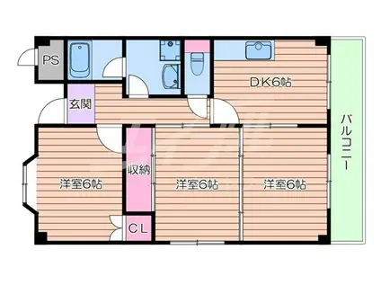 エクセル樋下(3DK/3階)の間取り写真