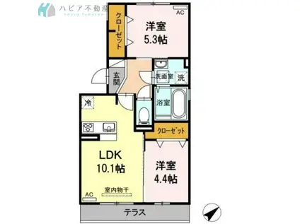 D-ROOMそら(1LDK/3階)の間取り写真