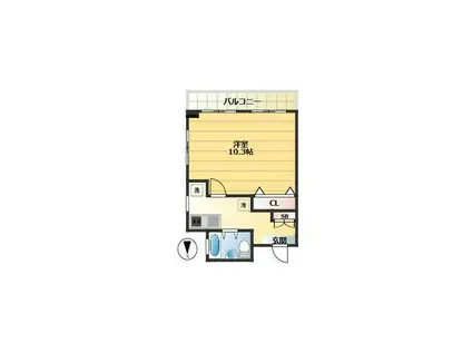 桜ヶ丘コーポ(1K/2階)の間取り写真