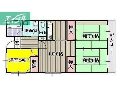 レジデンス奥田(3LDK/7階)の間取り写真