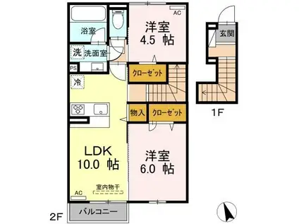 AVENIR五代町I(2LDK/2階)の間取り写真