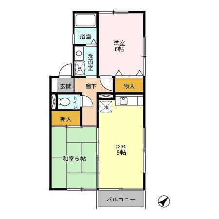 ナチュラルハウス A(2DK/1階)の間取り写真